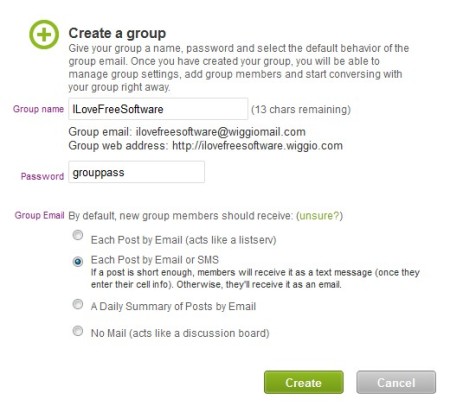 Wiggo creating group