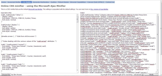 online css minifier