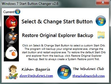 windows 7 start button changer