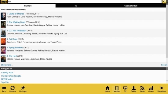 IMDB App For Windows 8 free
