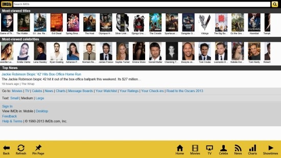 IMDB App For Windows 8