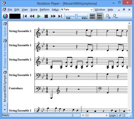 Notation Player default window