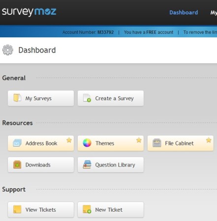 SurveyMoz default window