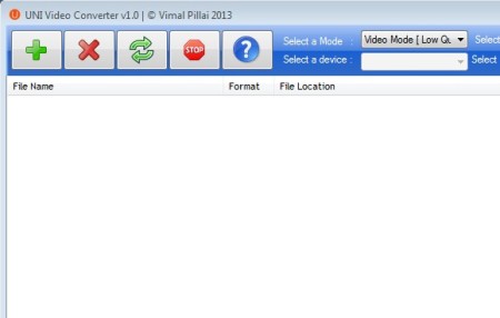UNI Video Converter default window
