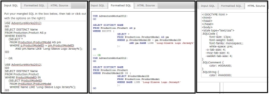 poor sql formatting