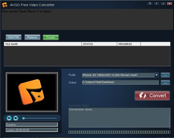 AVGO free batch Video Converter default window