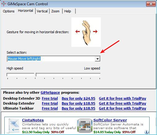 GiMiSpace Cam Control hiorizontal