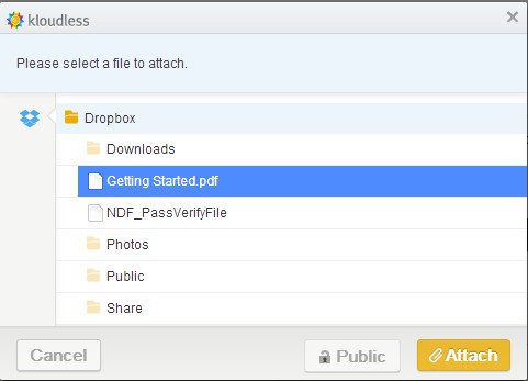 Kloudless adding attachment dropbox