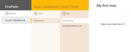 OneNote App Windows 8