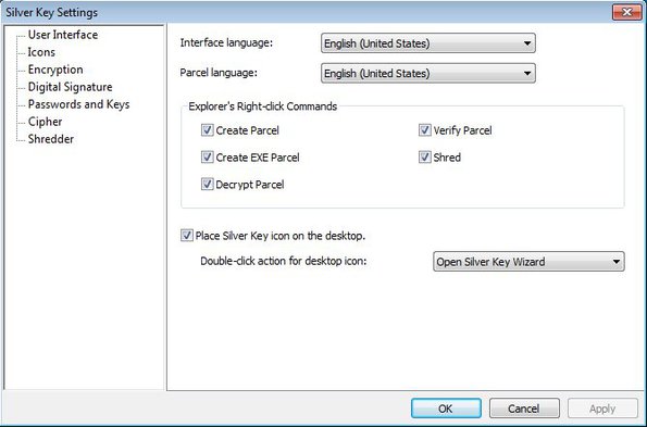 Silver Key settings