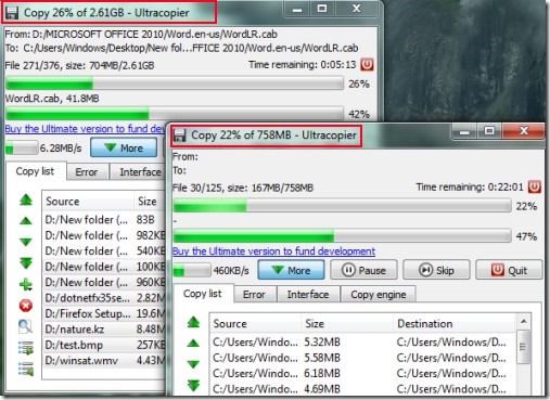 Ultracopier 01 fast copy files