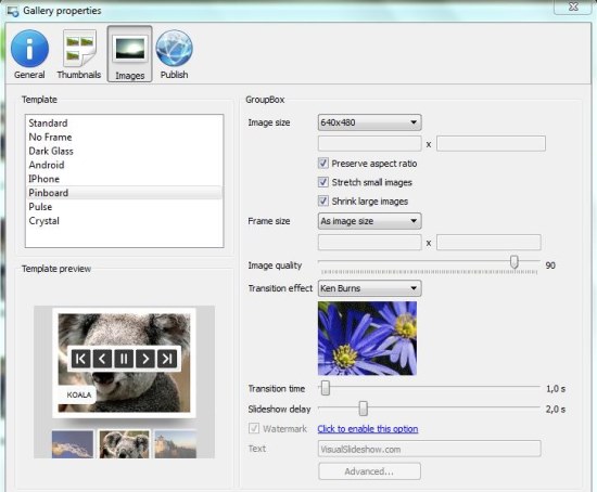 Visual SlideShow thumbnails