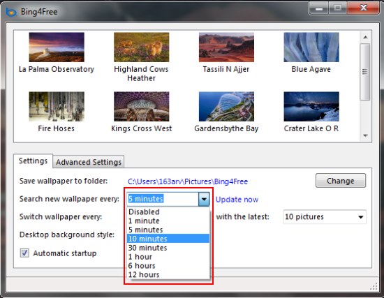 bing4free automatically set wallpaper