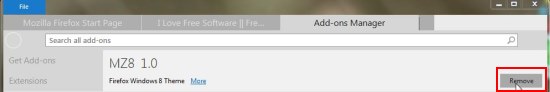 windows 8 theme for firefox remove add-on