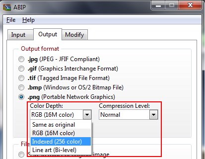 Acute Batch Image Processor color depth