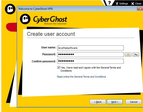 Cyberghost default window