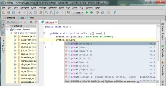 IntelliJ IDEA Community Edition code completion