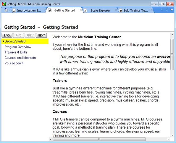 Musician Training Center getting started