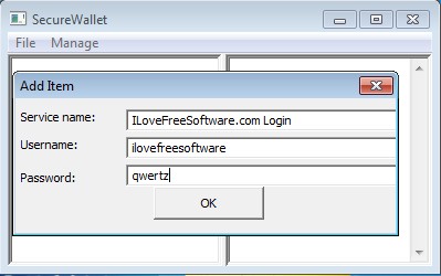 SecureWallet adding entry