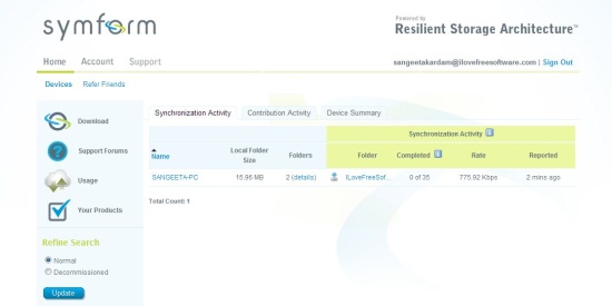 symform account