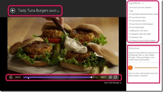 Allrecipes Video Cookbook- recipe screen