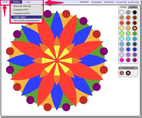 ColorMandala actions