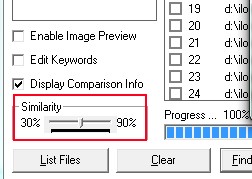 DuplicateFiles- select similarity percentage