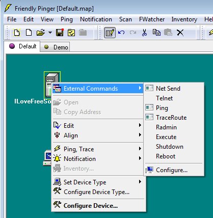 Friendly Pinger external commands