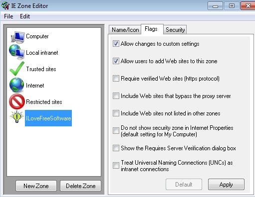 IE Zone Editor custom zone