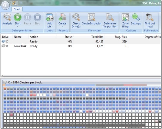 O&O Defrag- free software for defragmenting hard disk