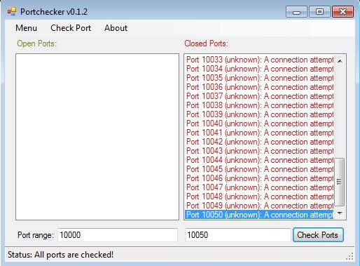 Open Port Checker working