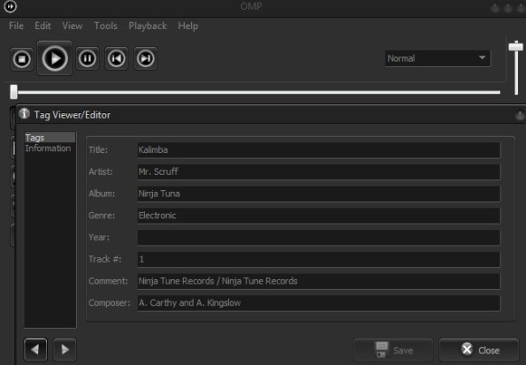 OpenMusicPlayer ID3 tag editor