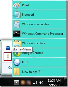 SE TrayMenu 01 free application launcher