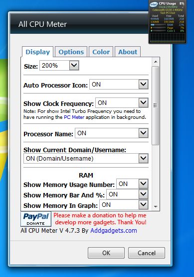 All CPU Meter settings