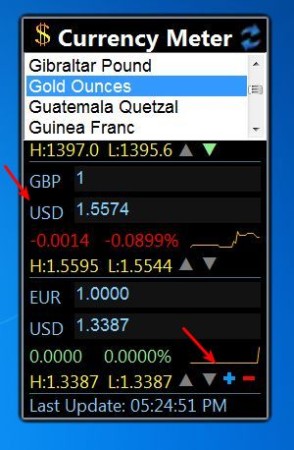 Currency Meter selecting currencies