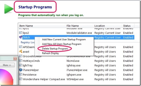 Najwa A3 System Information software- startup programs