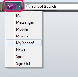 Yahoo! Toolbar for Firefox- drop down menu