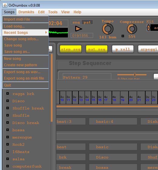 orDrumbox export saving beat