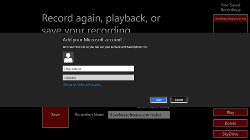 Microphone Pro - Microsoft Login