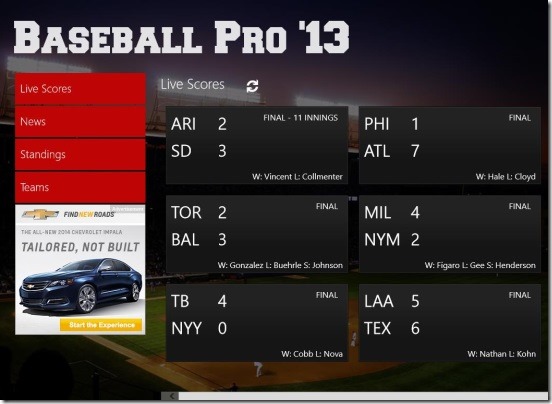 Baseball Pro  live scores