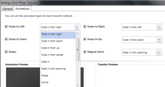 Cool Photo Transfer- set animation type