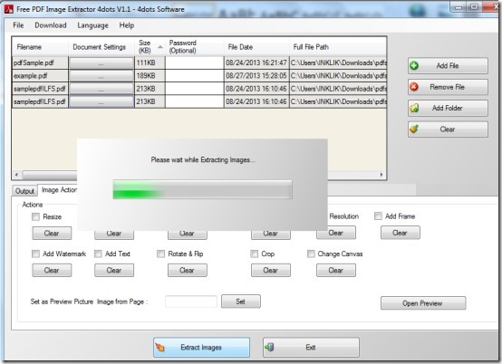 Free PDF Image Extractor 4dots- interface