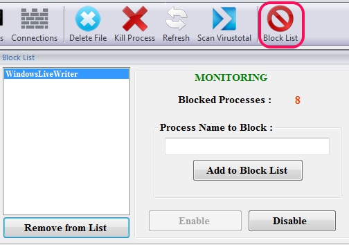 Monitor Wstart- block processes