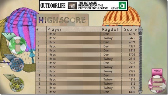 Ragdoll Run - leaderboard