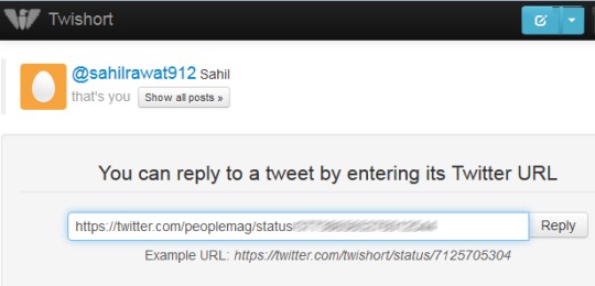 Twishort- reply to a tweet