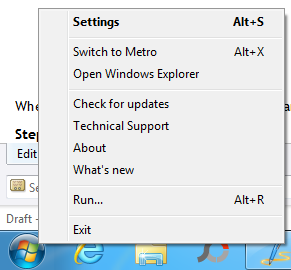 context menu