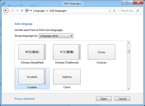 language selection