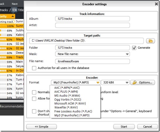 mufin player- convert music tracks