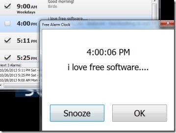 Free Alarm Clock- message attached with alarm