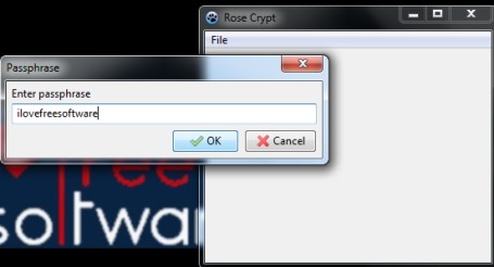 Rose Crypt- enter a passphrase